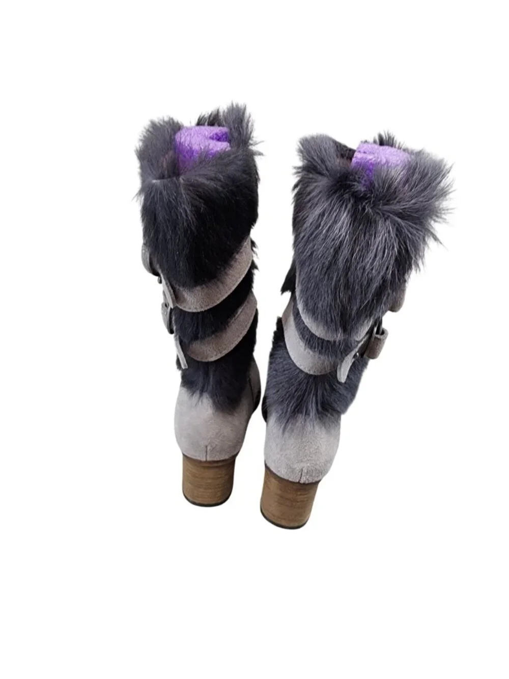 Bearpaw Shoes Womens Size 6 Gray Suede Fur Trim Boots *NWOT-No Box*
